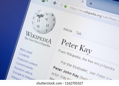 Ryazan, Russia - August 19, 2018: Wikipedia Page About Peter Kay On The Display Of PC.