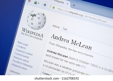 Ryazan, Russia - August 19, 2018: Wikipedia Page About Andrea McLean On The Display Of PC.