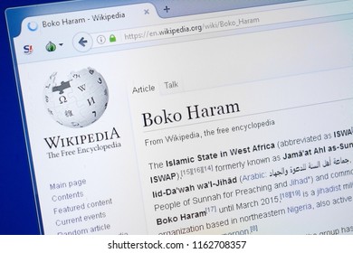 Ryazan, Russia - August 19, 2018: Wikipedia Page About Boko Haram On The Display Of PC.