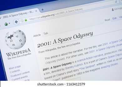 Ryazan, Russia - August 19, 2018: Wikipedia Page About 2001 A Space Odyssey On The Display Of PC.