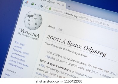 Ryazan, Russia - August 19, 2018: Wikipedia Page About 2001 A Space Odyssey On The Display Of PC.