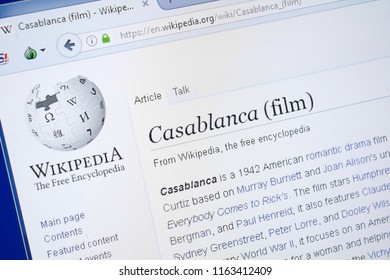 Ryazan, Russia - August 19, 2018: Wikipedia Page About Casablanca Film On The Display Of PC.