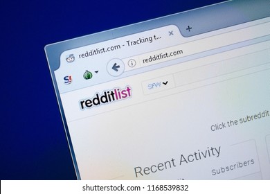 Ryazan, Russia - August 26, 2018: Homepage Of Redd It List Website On The Display Of PC. Url - ReddItList.com