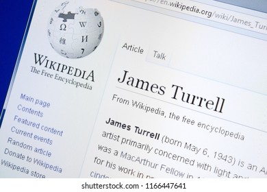 Ryazan, Russia - August 28, 2018: Wikipedia Page About James Turrell On The Display Of PC.