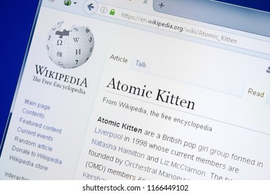 Ryazan, Russia - August 28, 2018: Wikipedia Page About Atomic Kitten On The Display Of PC.