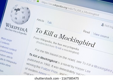 Ryazan, Russia - August 28, 2018: Wikipedia Page About To Kill A Mockingbird On The Display Of PC.