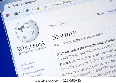 Ryazan, Russia - August 28, 2018: Wikipedia Page About Stormzy On The Display Of PC.