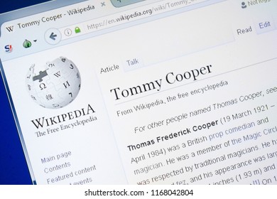 Ryazan, Russia - August 28, 2018: Wikipedia Page About Tommy Cooper On The Display Of PC.