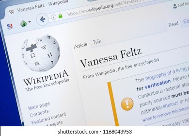 Ryazan, Russia - August 28, 2018: Wikipedia Page About Vanessa Feltz On The Display Of PC.