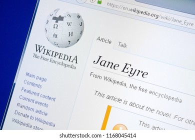 Ryazan, Russia - August 28, 2018: Wikipedia Page About Jane Eyre On The Display Of PC.