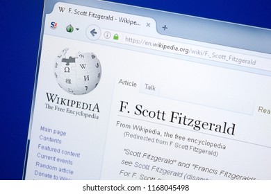 Ryazan, Russia - August 28, 2018: Wikipedia Page About F.Scott Fitzgerald On The Display Of PC.