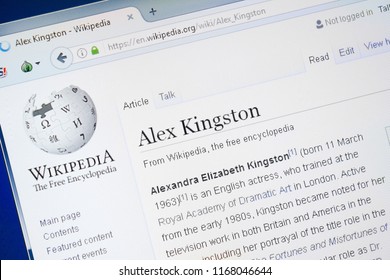 Ryazan, Russia - August 28, 2018: Wikipedia Page About Alex Kingston On The Display Of PC.