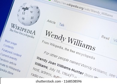 Ryazan, Russia - August 28, 2018: Wikipedia Page About Wendy Williams On The Display Of PC.