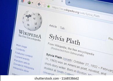 Ryazan, Russia - August 28, 2018: Wikipedia Page About Sylvia Plath On The Display Of PC.