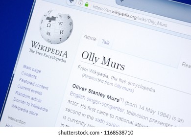 Ryazan, Russia - August 28, 2018: Wikipedia Page About Olly Murs On The Display Of PC.