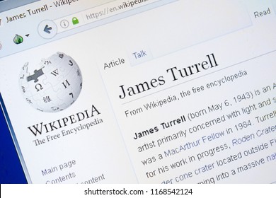 Ryazan, Russia - August 28, 2018: Wikipedia Page About James Turrell On The Display Of PC.