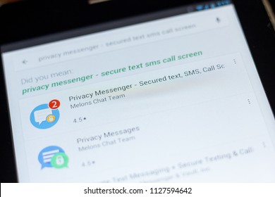Ryazan, Russia - July 03, 2018: Privacy Messenger - Secured text, SMS, Call screen icon in the list of mobile apps.