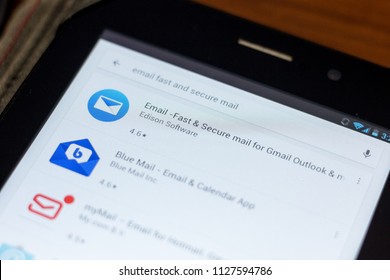 Ryazan, Russia - July 03, 2018: Email -Fast & Secure Mail For Gmail Outlook & More Icon In The List Of Mobile Apps.