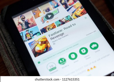 Ryazan, Russia - July 03, 2018: Fastlane: Road To Revenge Mobile App On The Display Of Tablet PC.