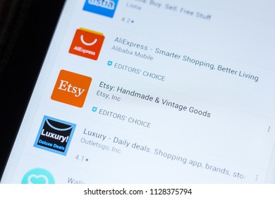 Ryazan, Russia - July 03, 2018: Etsy: Handmade And Vintage Goods Icon In The List Of Mobile Apps.