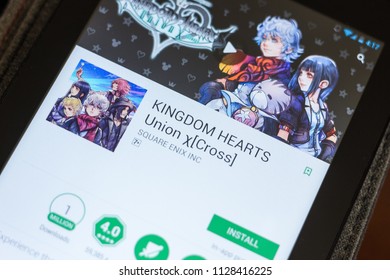 Ryazan, Russia - July 03, 2018: KINGDOM HEARTS Union ?[Cross] Mobile App On The Display Of Tablet PC.