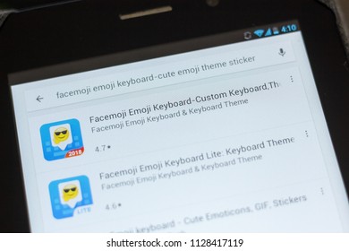 Ryazan, Russia - July 03, 2018: Facemoji Emoji Keyboard-Cute Emoji, Theme, Sticker icon in the list of mobile apps.