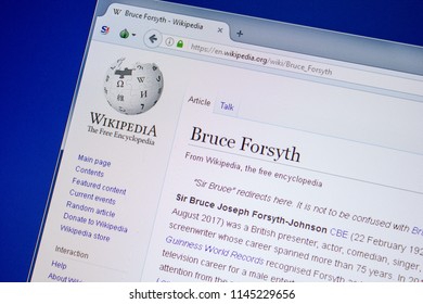 Ryazan, Russia - July 09, 2018: Page On Wikipedia About Bruce Forsyth On The Display Of PC.