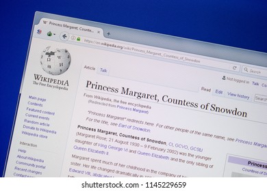 Ryazan, Russia - July 09, 2018: Page On Wikipedia About Princess Margaret, Countess Of Snowdon On The Display Of PC.