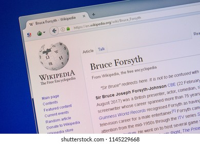 Ryazan, Russia - July 09, 2018: Page On Wikipedia About Bruce Forsyth On The Display Of PC.