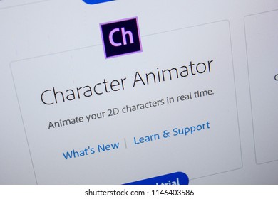 Ryazan, Russia - July 11, 2018: Adobe Character Animator, Software Logo On The Official Website Of Adobe.