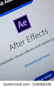 Ryazan, Russia - July 11, 2018: Adobe After Effects, Software Logo On The Official Website Of Adobe.