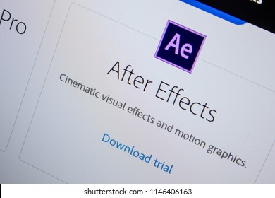 Ryazan, Russia - July 11, 2018: Adobe After Effects, Software Logo On The Official Website Of Adobe.