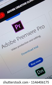 Ryazan, Russia - July 11, 2018: Adobe Premiere Pro, Software Logo On The Official Website Of Adobe.