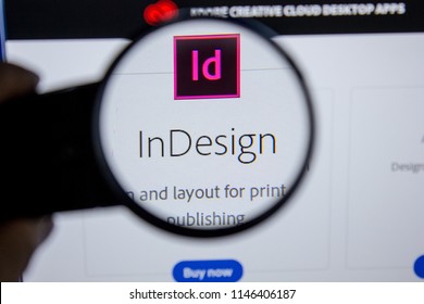 Ryazan, Russia - July 11, 2018: Adobe InDesign, software logo on the official website of Adobe.