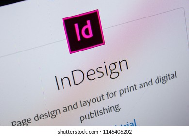 Ryazan, Russia - July 11, 2018: Adobe InDesign, Software Logo On The Official Website Of Adobe.