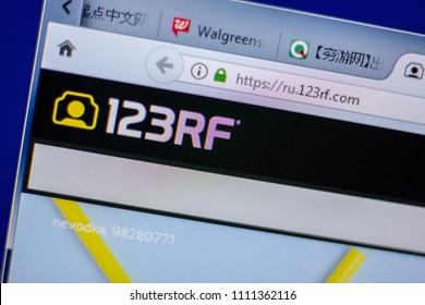 Ryazan, Russia - June 05, 2018: Homepage of 123rf website on the display of PC, url - 123rf.com.