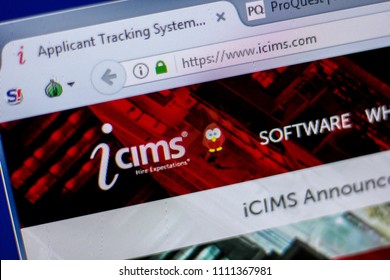 Ryazan, Russia - June 05, 2018: Homepage of Icims website on the display of PC, url - Icims.com.