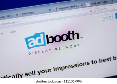 Ryazan, Russia - June 05, 2018: Homepage of AdBooth website on the display of PC, url - AdBooth.com.