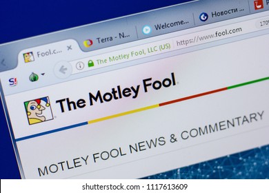 Ryazan, Russia - June 17, 2018: Homepage Of The Motley Fool Website On The Display Of PC, Url - Fool.com.