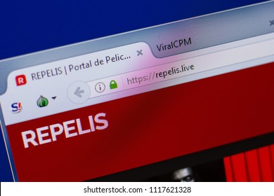 Ryazan, Russia - June 17, 2018: Homepage of Repelis website on the display of PC, url - Repelis.live.