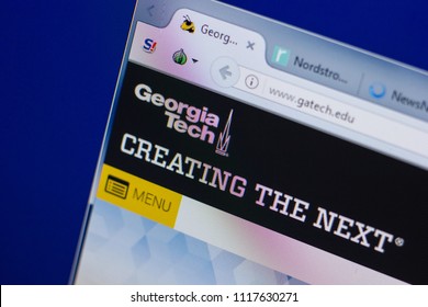 Ryazan, Russia - June 17, 2018: Homepage Of Georgia Institute Of Technology, Tech Website On The Display Of PC, Url - Gatech.edu.