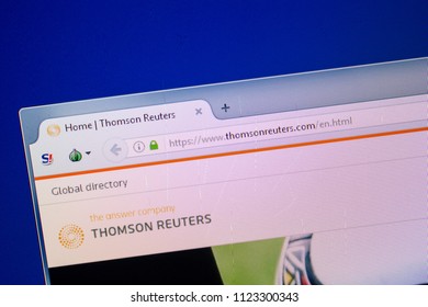 Ryazan, Russia - June 26, 2018: Homepage of ThomsonReuters website on the display of PC. URL - ThomsonReuters.com.