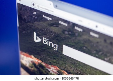 Ryazan, Russia - March 01, 2018 - Homepage of Bing - search engine service on a display of PC, web adress - bing.com