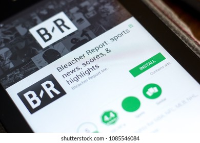 Ryazan, Russia - May 02, 2018: Bleacher Report Mobile App On The Display Of Tablet PC.