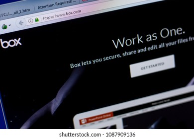 Ryazan, Russia - May 08, 2018: Box Website On The Display Of PC, Url - Box.com.