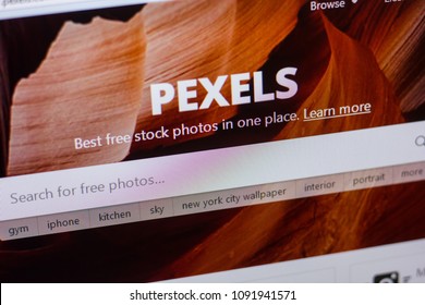 Ryazan, Russia - May 13, 2018: Pexels website on the display of PC, url - Pexels.com.