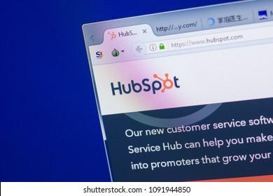 Ryazan, Russia - May 13, 2018: HubSpot website on the display of PC, url - HubSpot.com.