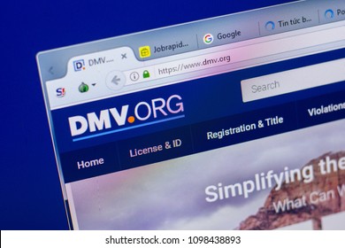 Ryazan, Russia - May 20, 2018: Homepage of DMV website on the display of PC, url - DMV.org.