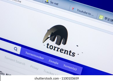 Ryazan, Russia - May 27, 2018: Homepage of Torrents website on the display of PC, url - Torrents.me.