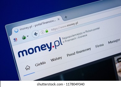 Ryazan, Russia - September 09, 2018: Homepage Of Money Website On The Display Of PC, Url - Money.pl